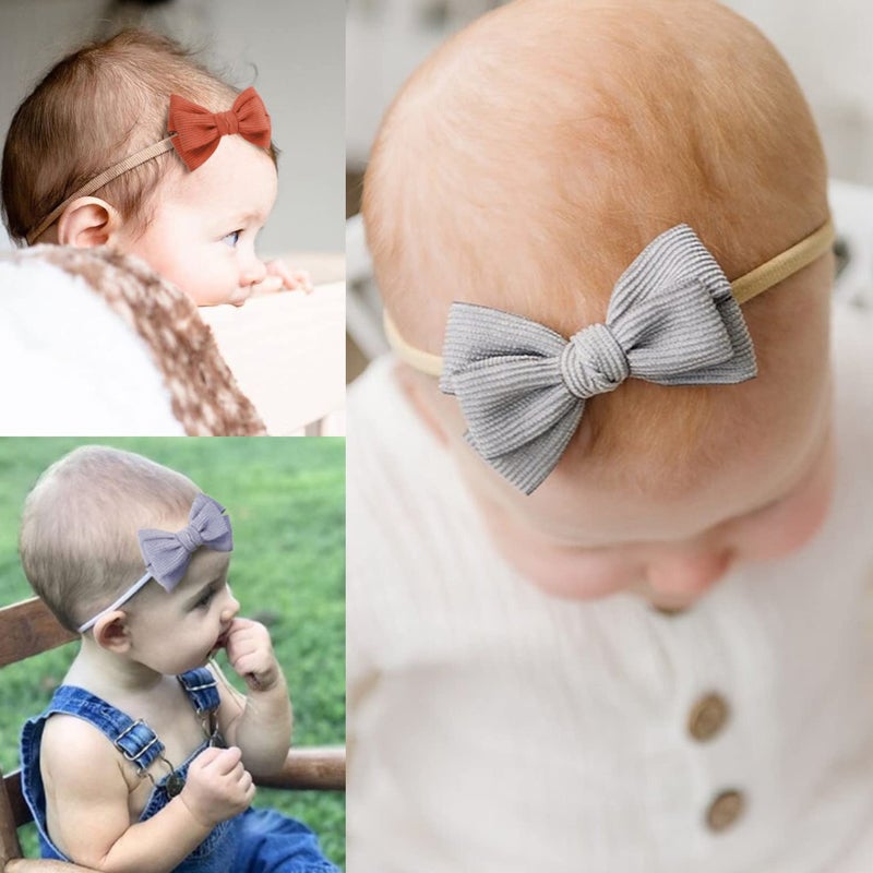 VISBL Baby Girl Headbands and Bows, Newborn Infant Toddler Nylon Elastics Hairbands Hair Accessories - Image 5